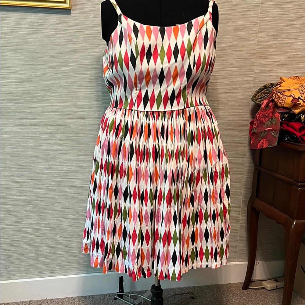 PUG Jenny dress in white harlequin